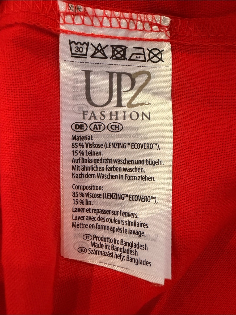UP2 Fashion Red EcoVero Linen Blend Tassel Tie Blouse Top L NWT - Picture 10 of 10
